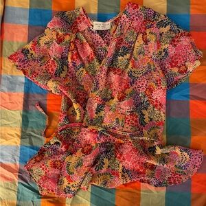 Dress Forum Pink Floral Wrap Blouse